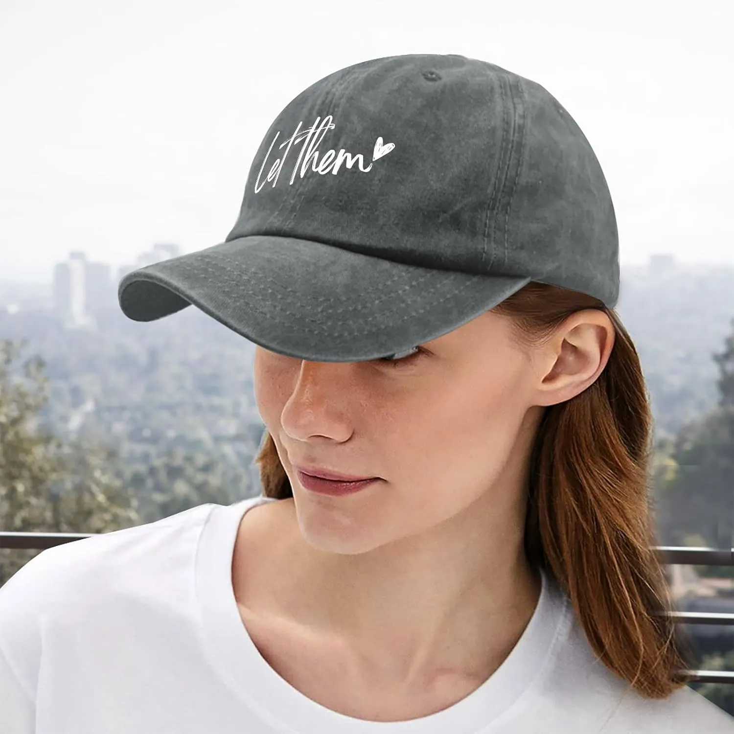 Let Them Funny hat for Men Funny Vintage Cotton Washed Baseball Caps Adjustable Dad Hat Crazy