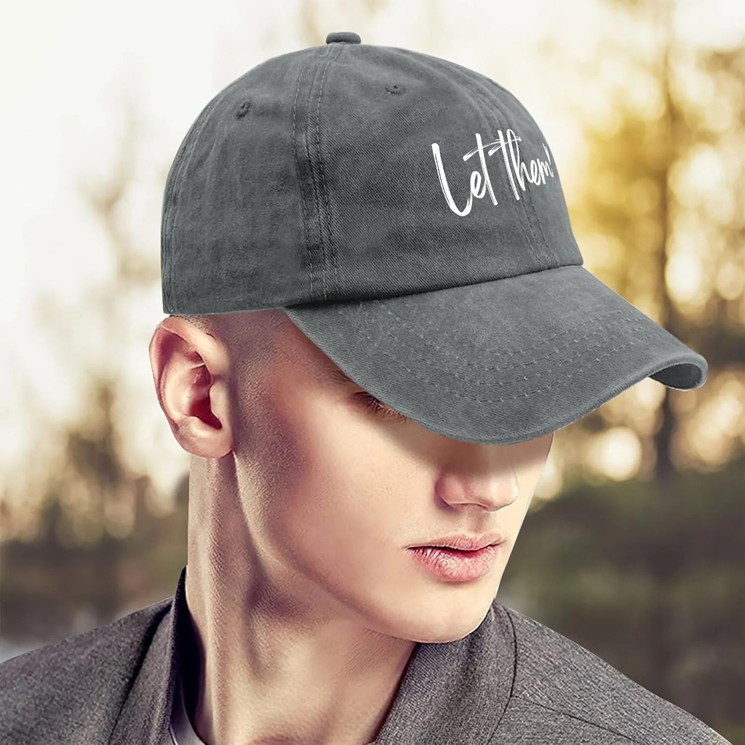 Let Them Funny hat for Men Funny Vintage Cotton Washed Baseball Caps Adjustable Dad Hat Crazy