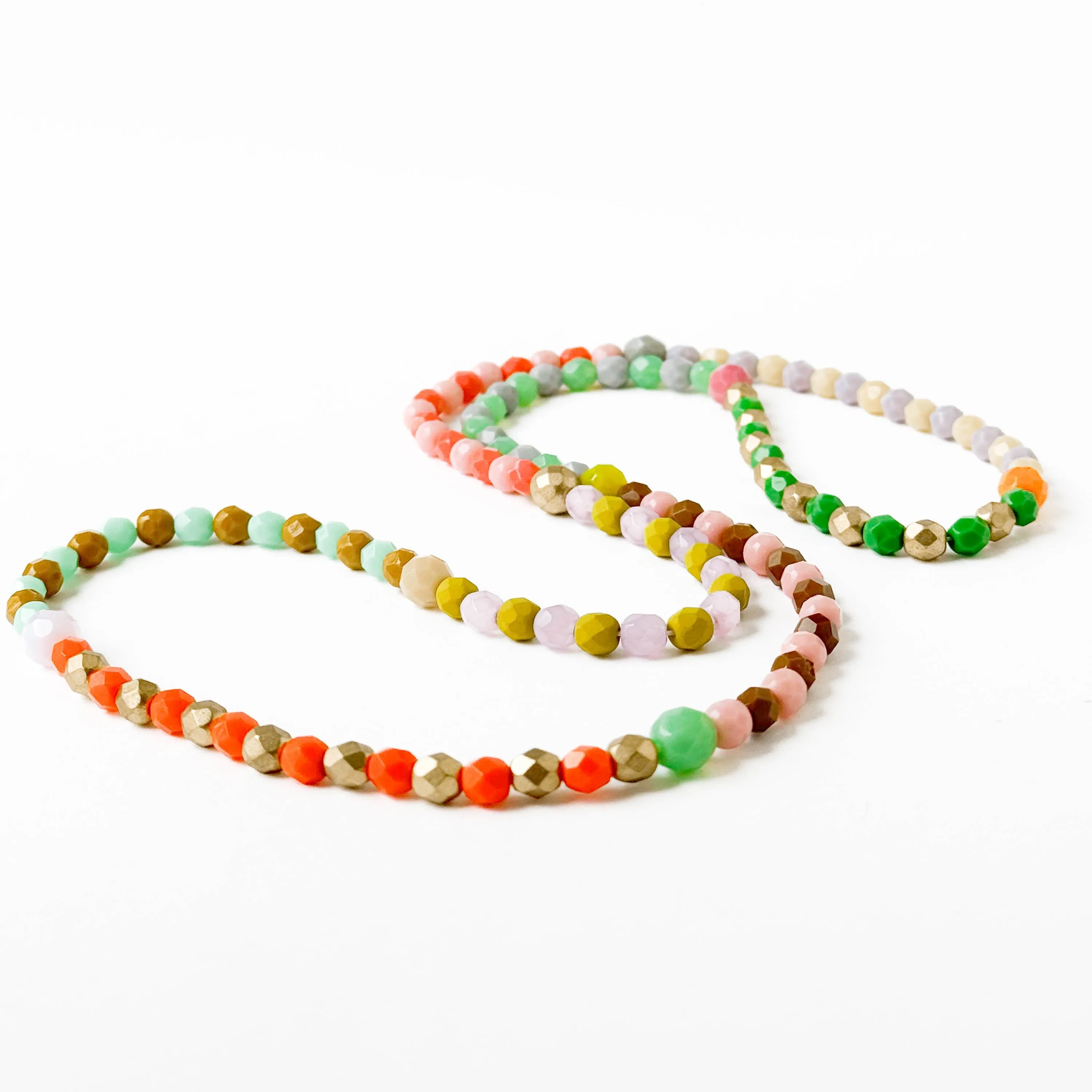 Long Beaded Pastel Necklace - WS