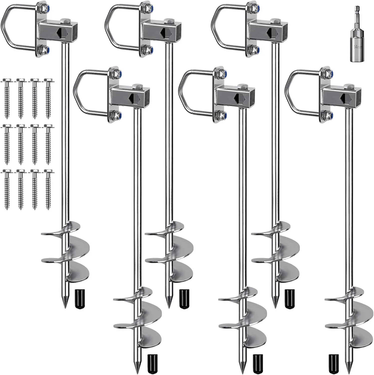 Multi-Purpose Ground Anchors Screw in, Fully Welded Trampoline Anchors, Mobile Home Anchors, Earth Anchors for Shed, Swing Set, Carport,Shed, Securing Animals