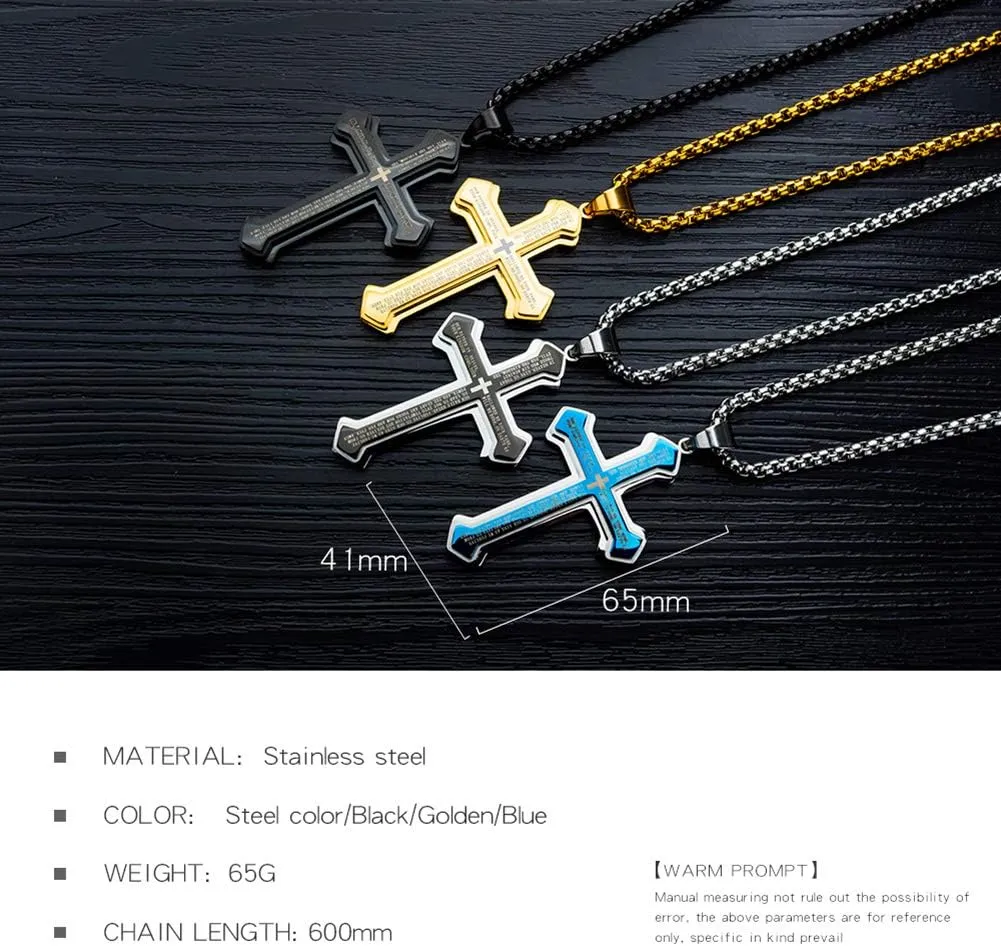 OLEVS Mens Cross Pendant Necklace Large Stainless Steel Cross Pendant Necklace for Men Women