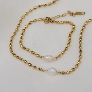 Olivia | Stainless Steel 18K Gold Plated Beaded Necklace