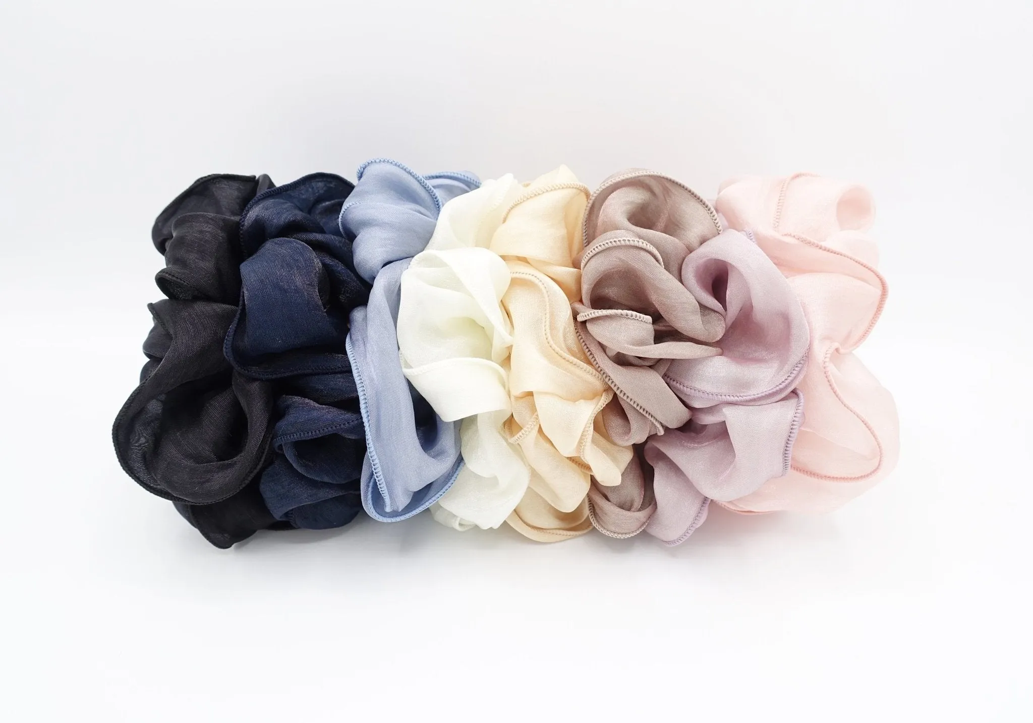 organza basic scrunchies interlocked trim hair tie women hair accessories