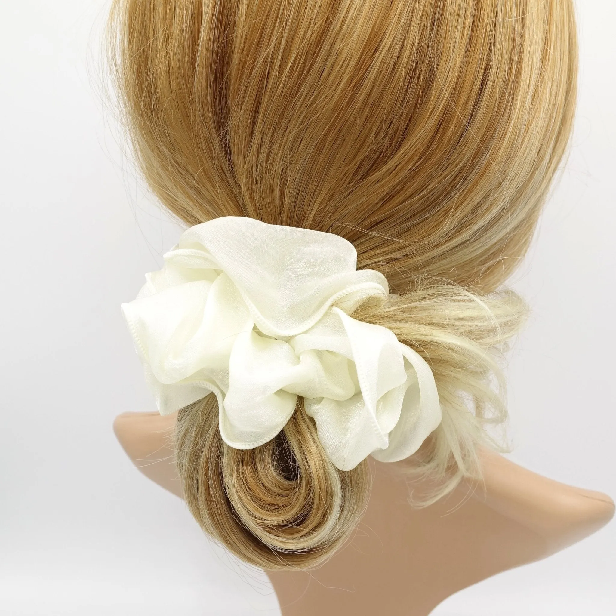 organza basic scrunchies interlocked trim hair tie women hair accessories