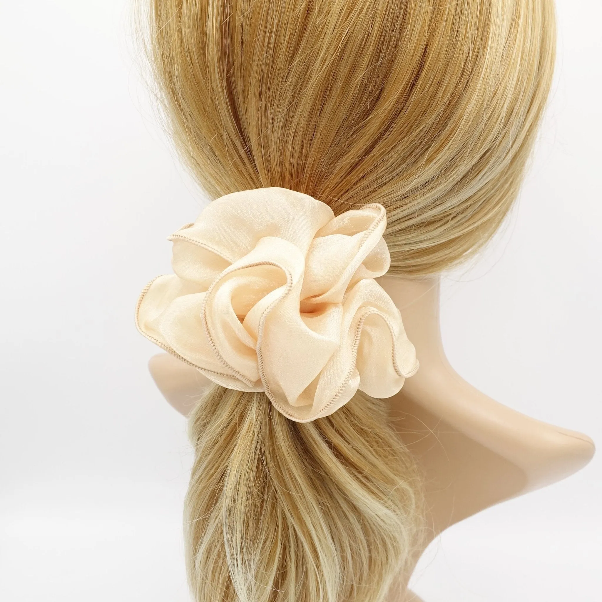 organza basic scrunchies interlocked trim hair tie women hair accessories