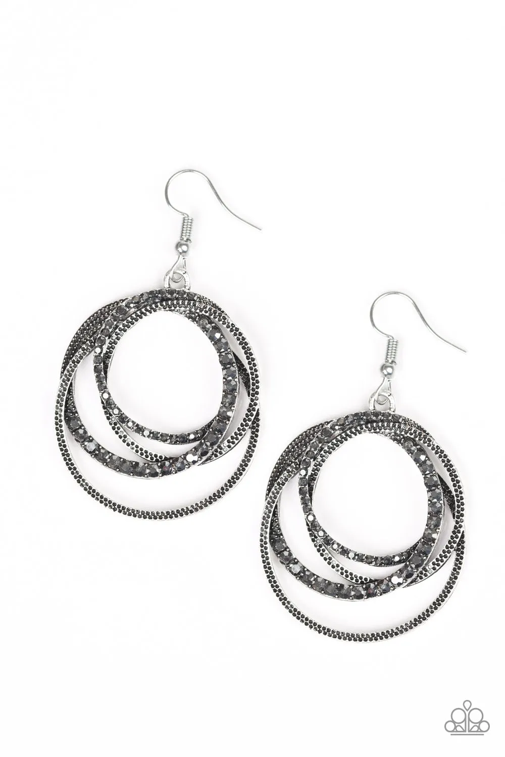 Paparazzi Accessories  - Elegantly Entangled #E470 Peg - Black Earrings