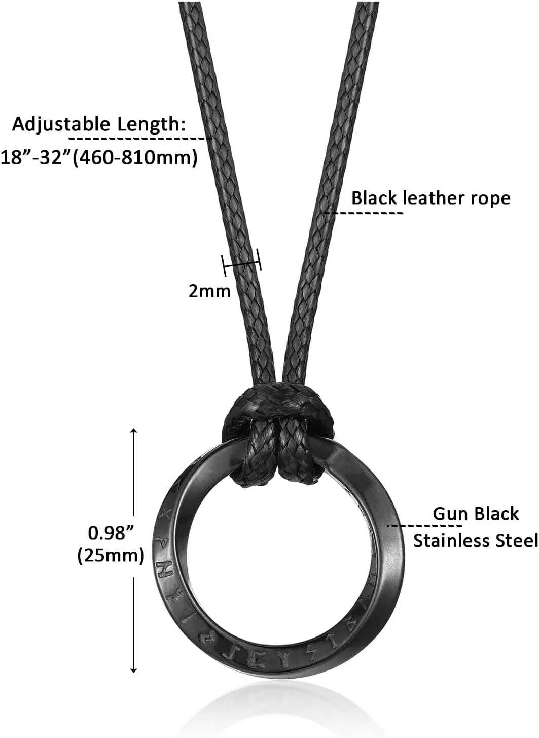 PiercingJ Norse Viking Necklace for Men Stainless Steel Adjustable Rope Chains Vintage Amulet Pendant Jewelry Gift