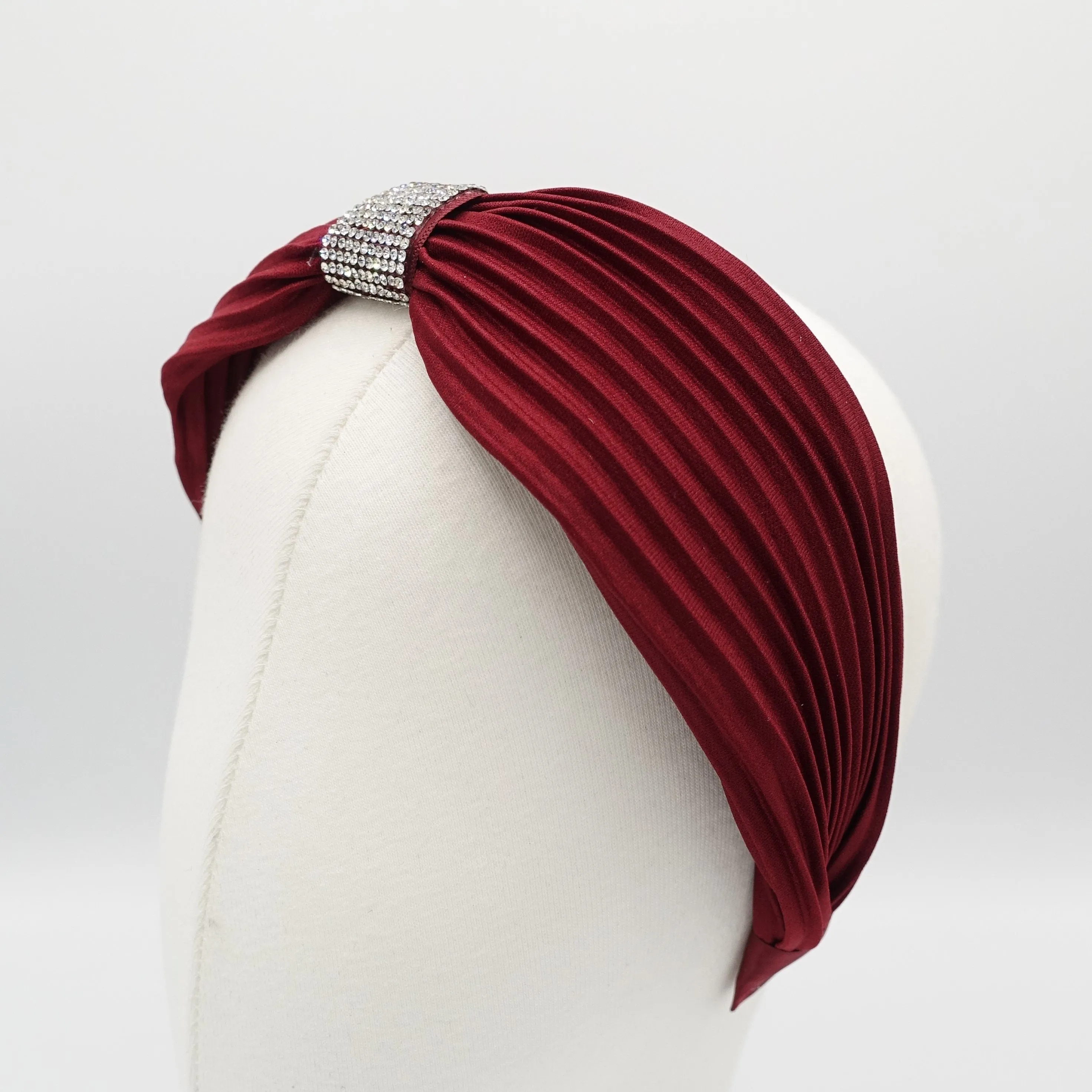 pleated headband rhinestone decorated hairband woman hair accessory