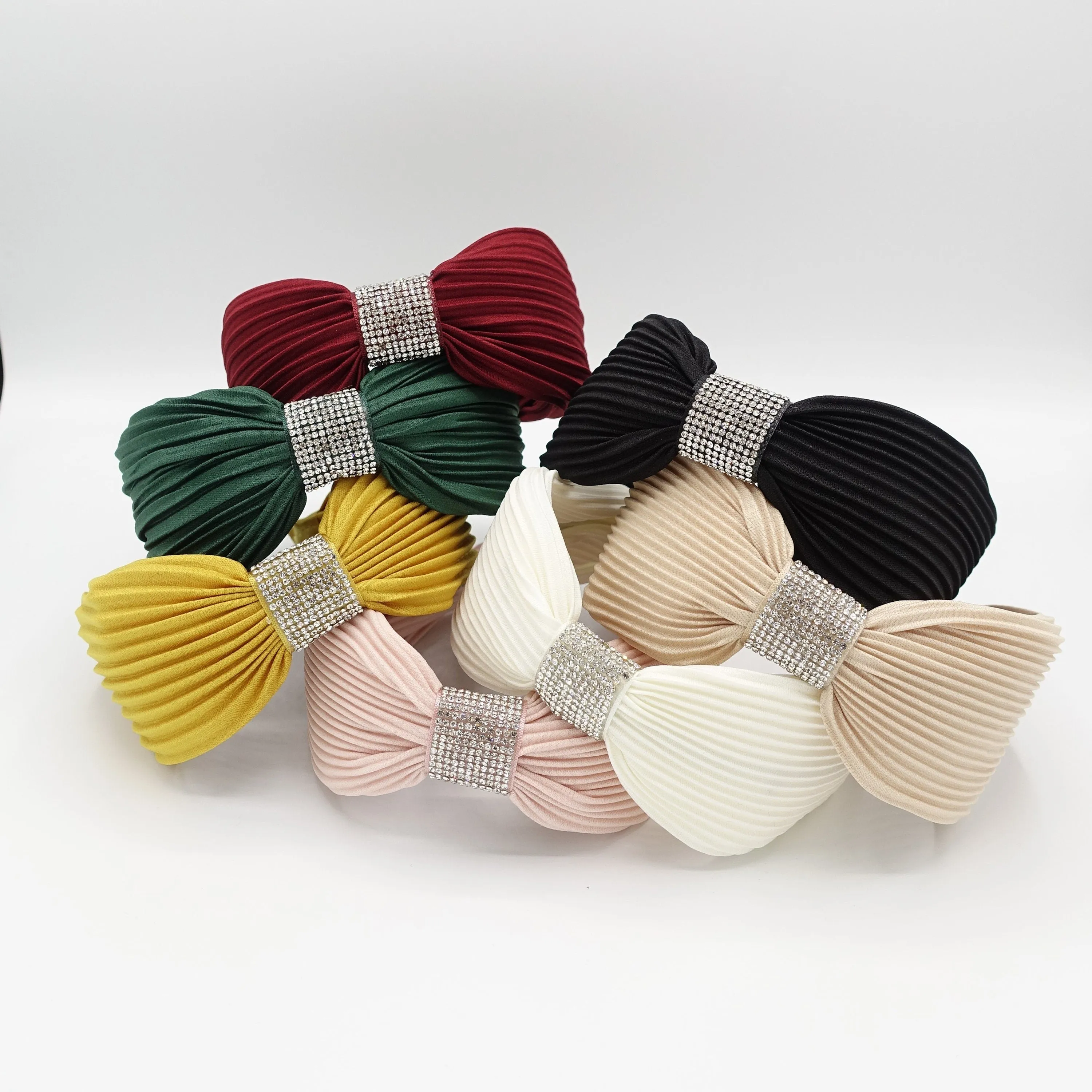 pleated headband rhinestone decorated hairband woman hair accessory
