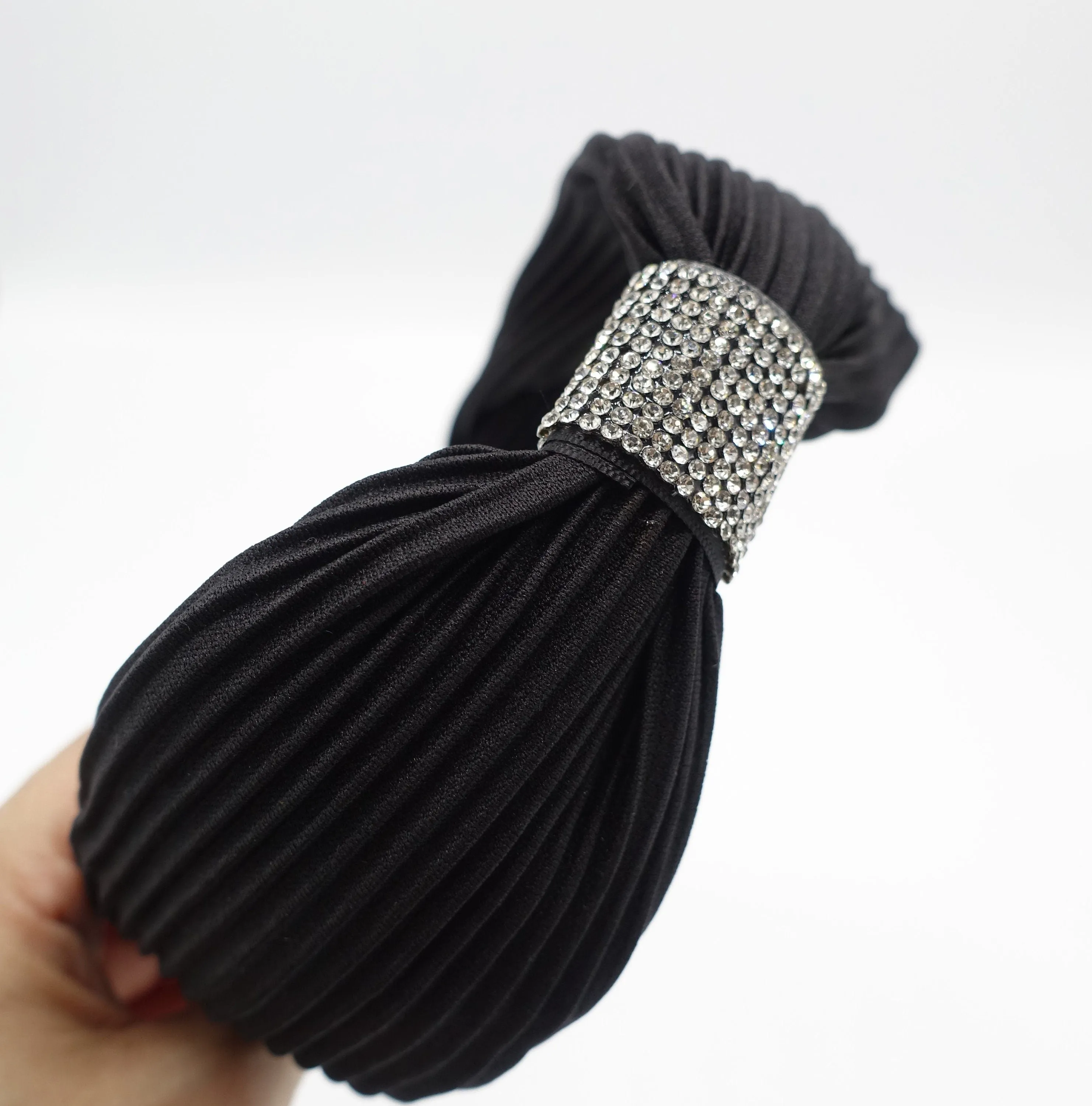 pleated headband rhinestone decorated hairband woman hair accessory