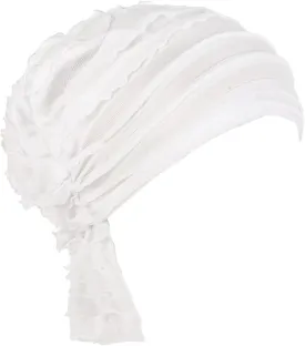 Pre Tied Chemo Turban for Women - Ruffle Stretch Solid Caps Slip On Headwrap Headwear for Cancer Hair Cover