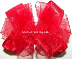 Red Organza Satin Hair Clip