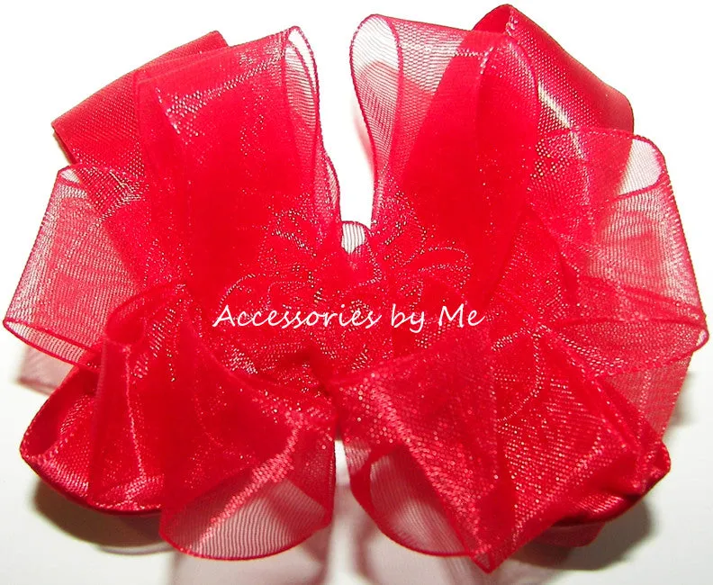 Red Organza Satin Hair Clip