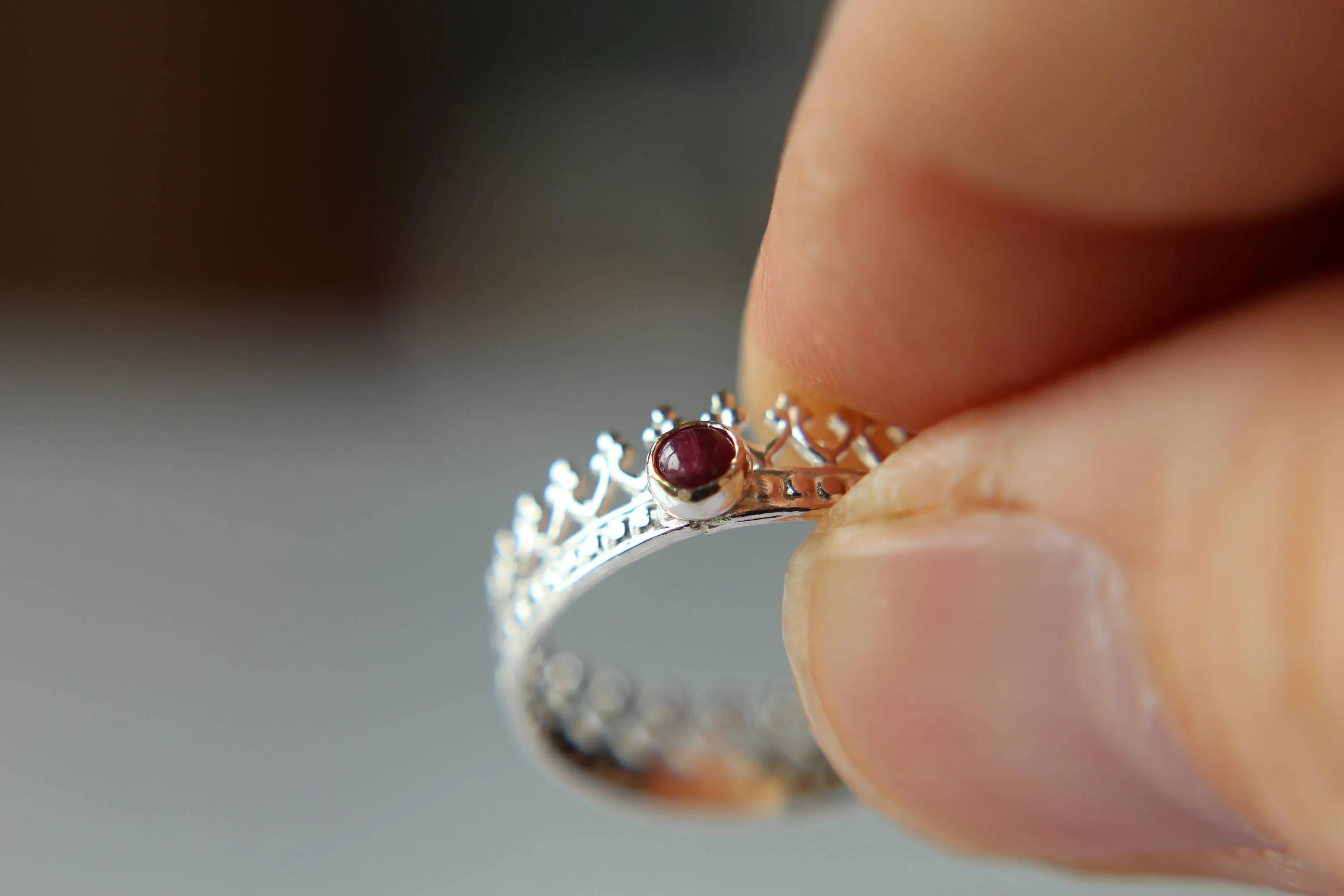 Ruby Crown Ring, Wedding Band, Engagement Ring, Princess Ring, Promise Ring, Simple Gift, Ruby Crown Ring, Ruby Birthstone, Genuine, Gift