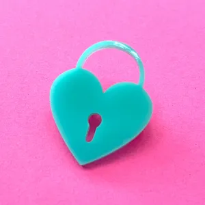 Sample Sale - Aqua Heart Lock Lapel Pin