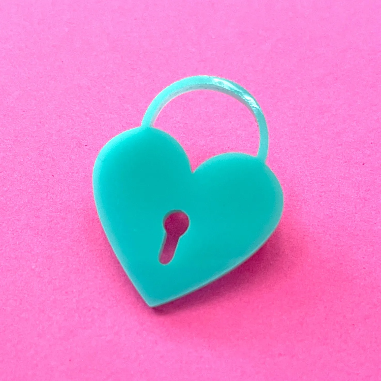 Sample Sale - Aqua Heart Lock Lapel Pin
