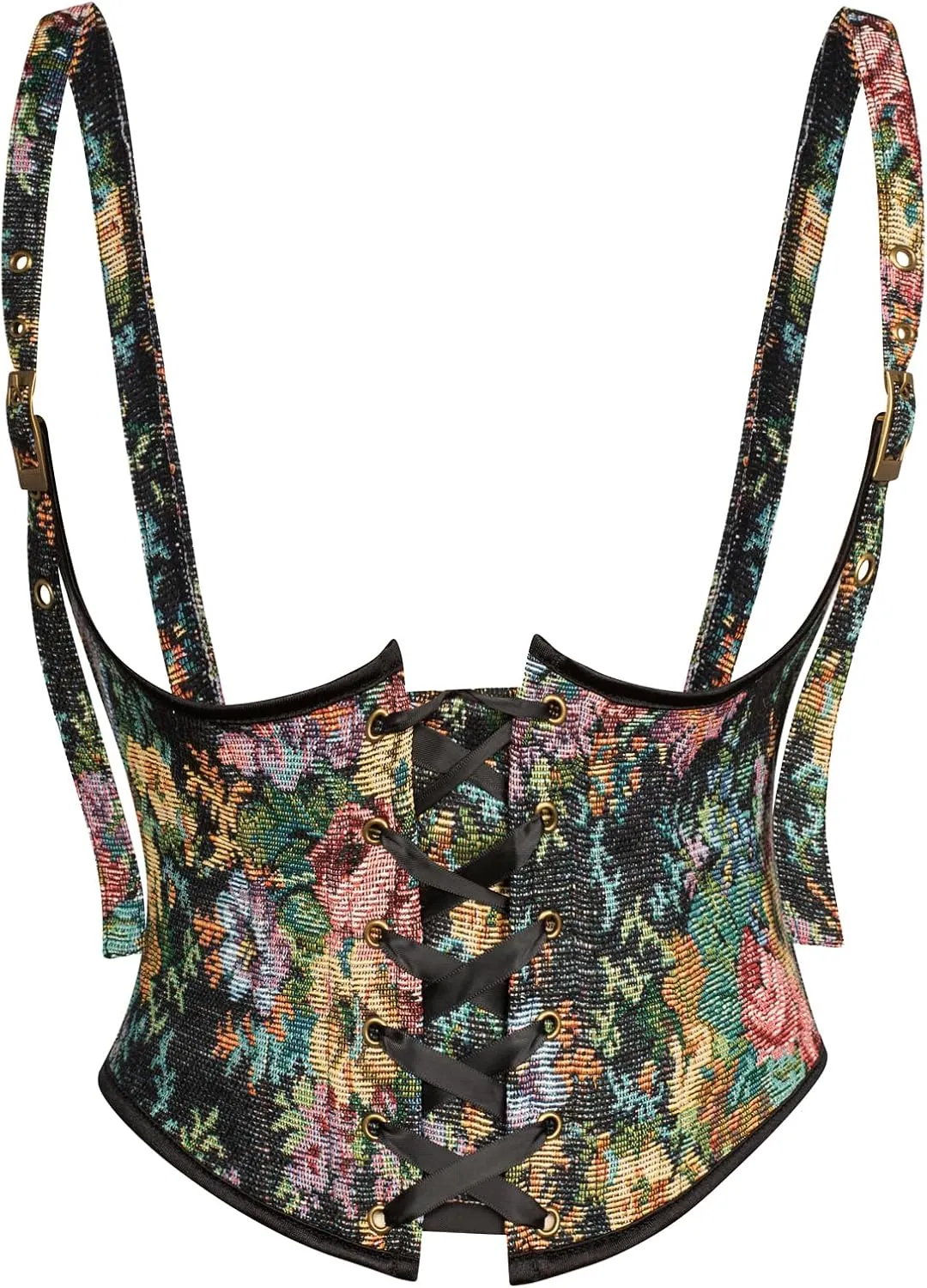 Scarlet Darkness Corset Belt for Women Floral Lace Up Boned Underbust Corset Waist Belts