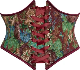 Scarlet Darkness Corset Belt for Women Floral Lace Up Boned Underbust Corset Waist Belts