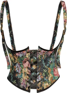 Scarlet Darkness Corset Belt for Women Floral Lace Up Boned Underbust Corset Waist Belts