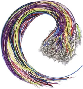 Selizo 100Pcs Necklace Cord String with Clasp Bulk for Jewelry Making and Bracelet, Multicolor