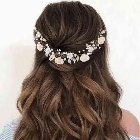 Shells Bride Wedding Hair Vine Silve Flower Headpiece Peral Beach Wedding Hair Accessories for Women and Girls