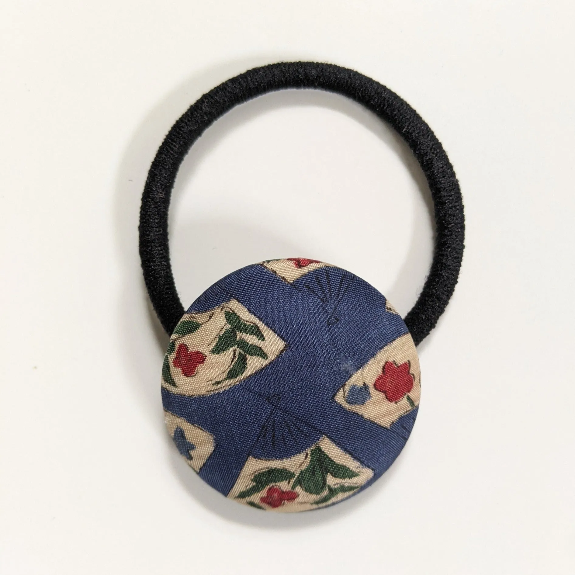 Silk Covered Button hair tie (Flower 5 variations)