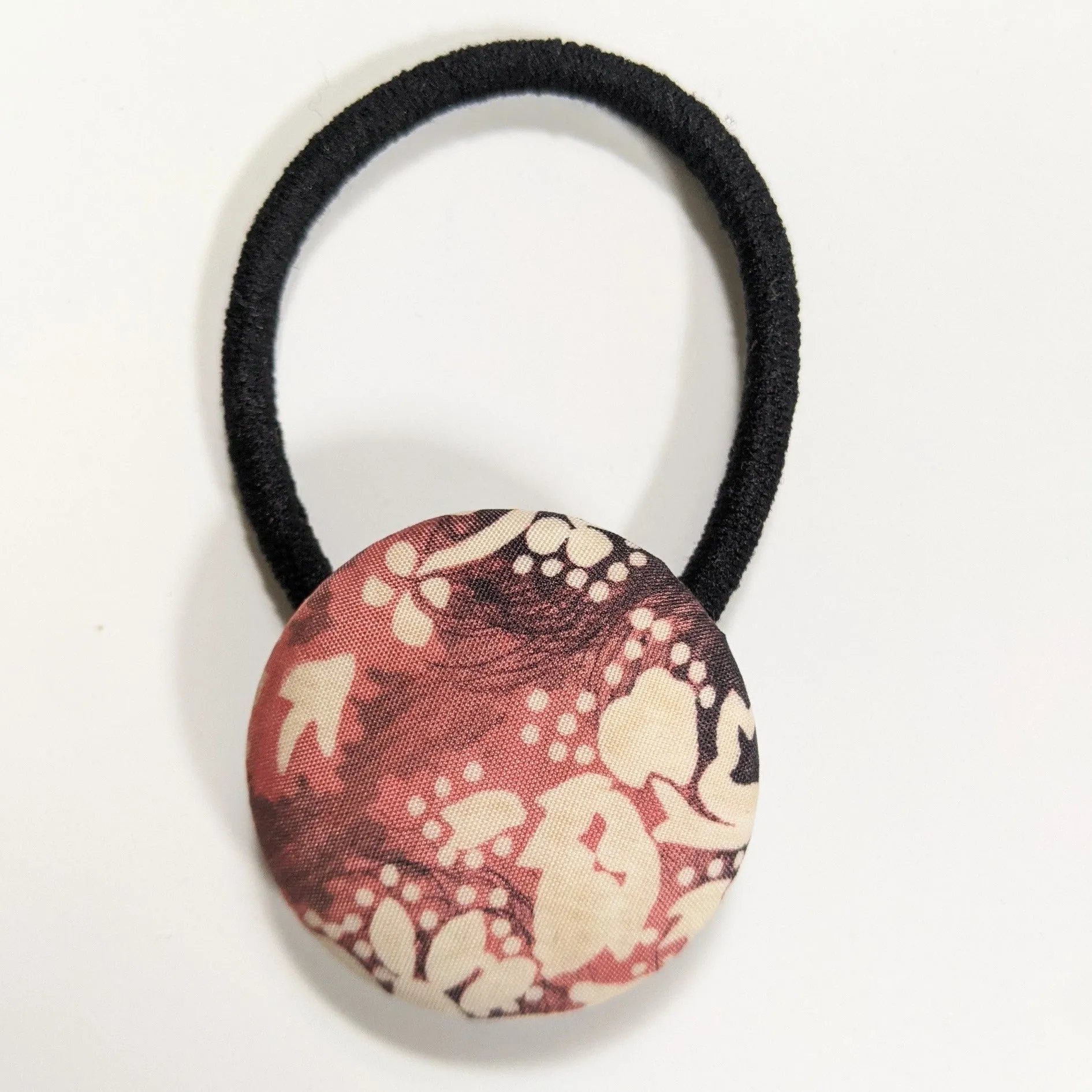 Silk Covered Button hair tie (Flower 5 variations)