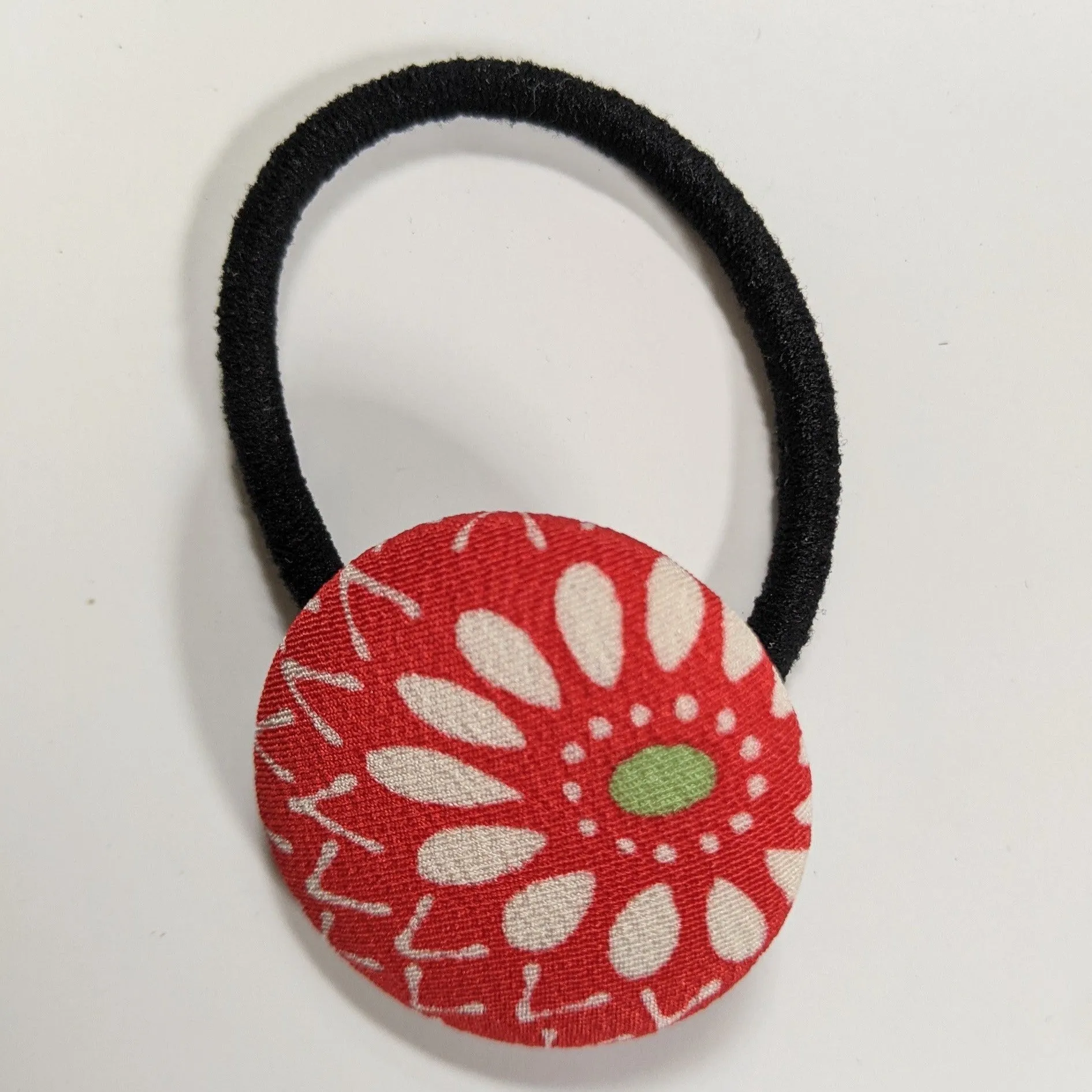 Silk Covered Button hair tie (Flower 5 variations)