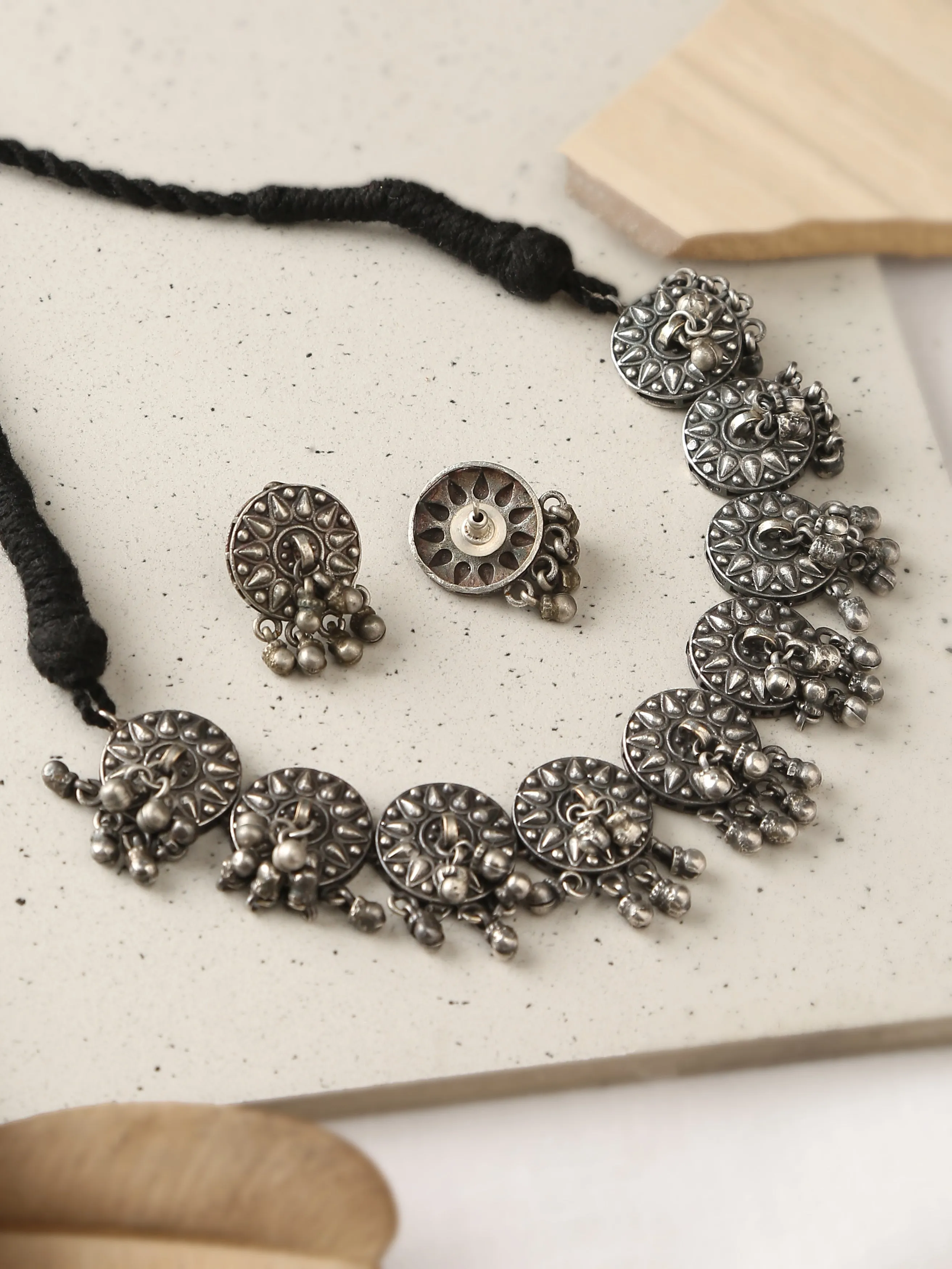 Silver-Plated Choker Necklace Set