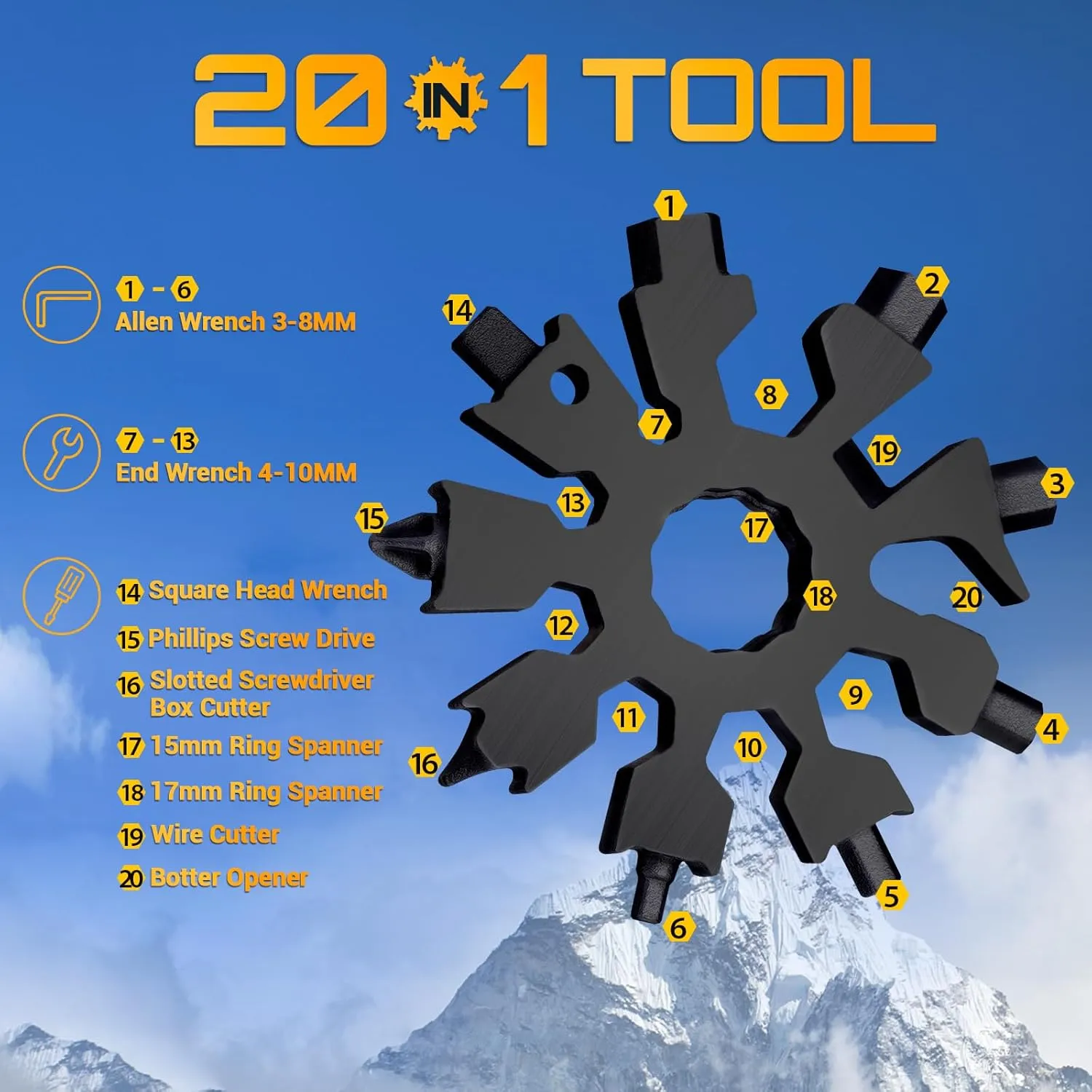 Snowflake Multitool Gifts for Men 20-in-1 Mini Tools Christmas Stocking Stuffers for Men Women Adults Dad Pocket Size Gadget Screwdriver Bottle Opener