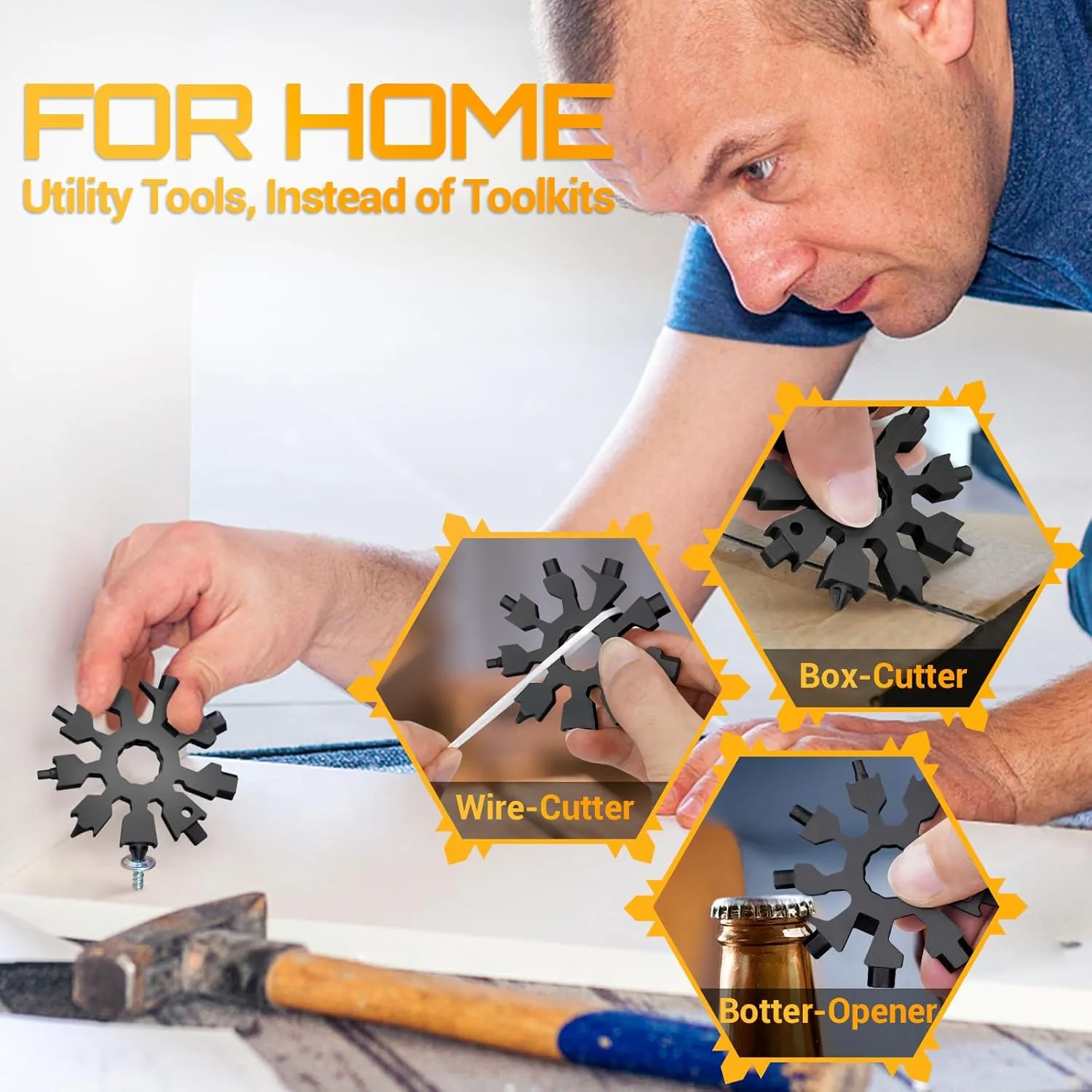 Snowflake Multitool Gifts for Men 20-in-1 Mini Tools Christmas Stocking Stuffers for Men Women Adults Dad Pocket Size Gadget Screwdriver Bottle Opener