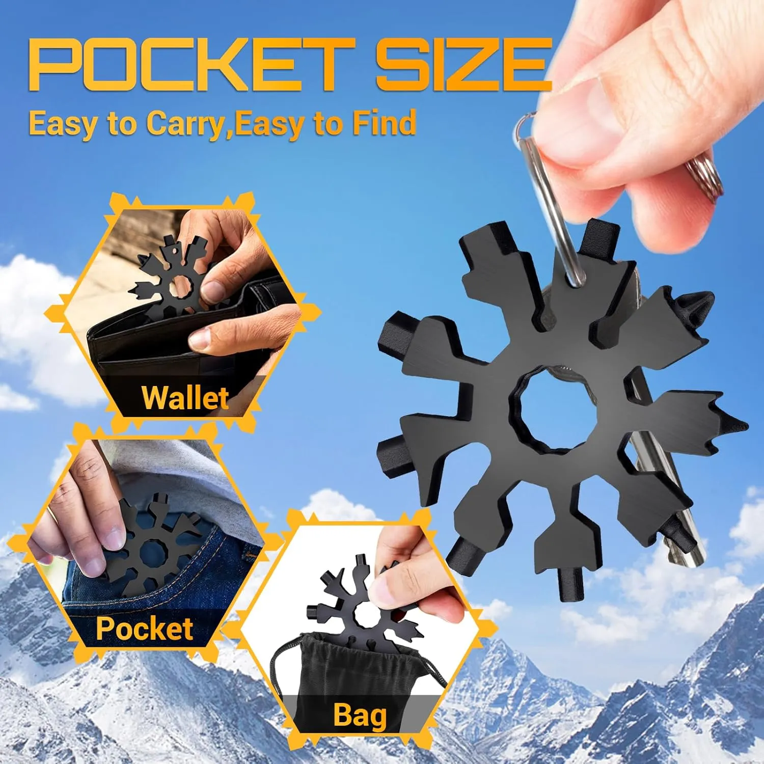 Snowflake Multitool Gifts for Men 20-in-1 Mini Tools Christmas Stocking Stuffers for Men Women Adults Dad Pocket Size Gadget Screwdriver Bottle Opener