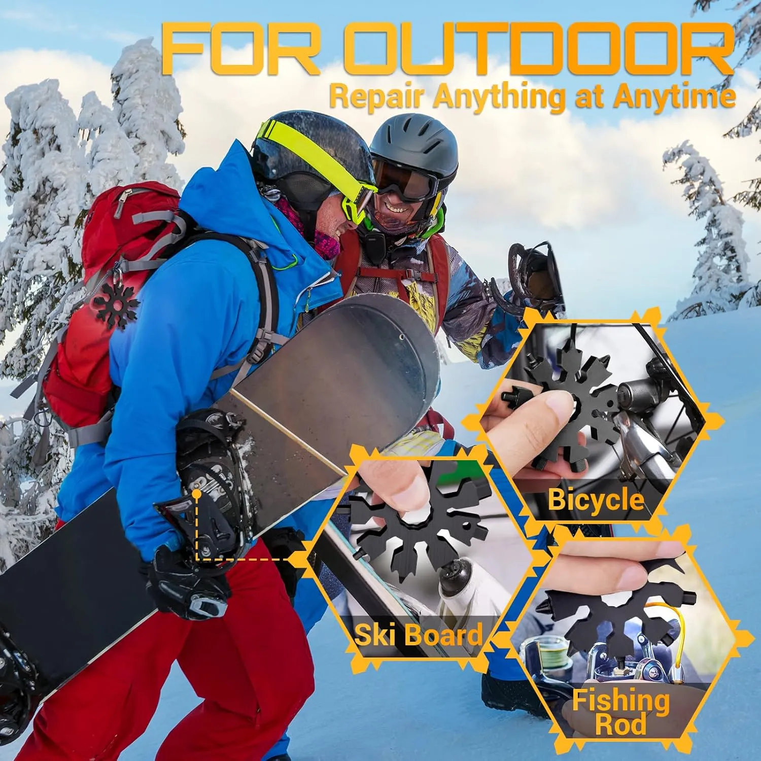 Snowflake Multitool Gifts for Men 20-in-1 Mini Tools Christmas Stocking Stuffers for Men Women Adults Dad Pocket Size Gadget Screwdriver Bottle Opener