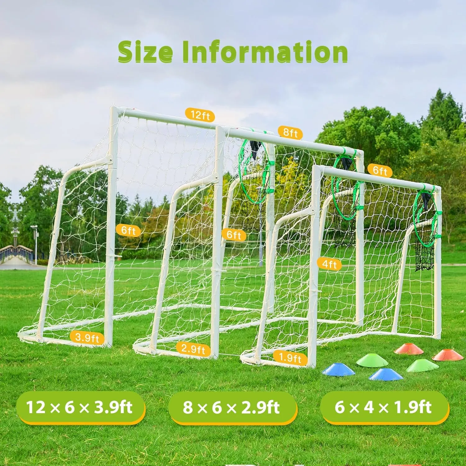 Soccer Goal 126, 86 and 64 FT Soccer Goals for Backyard, 2"Diameter Steel Soccer Goal for Kids and Adults Large soccer goal Powder Coated Galvanized Steel Post With Soccer Target Net for Training