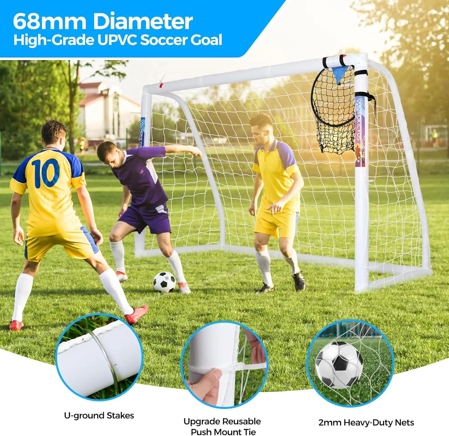Soccer Goal for Backyard 106.5, 86 and 64 FT Soccer Goals Weatherproof and Portable HPVC Soccer Goal with Soccer Target Net and Carry Bag for Kids and Adults Outdoor's Practice Training