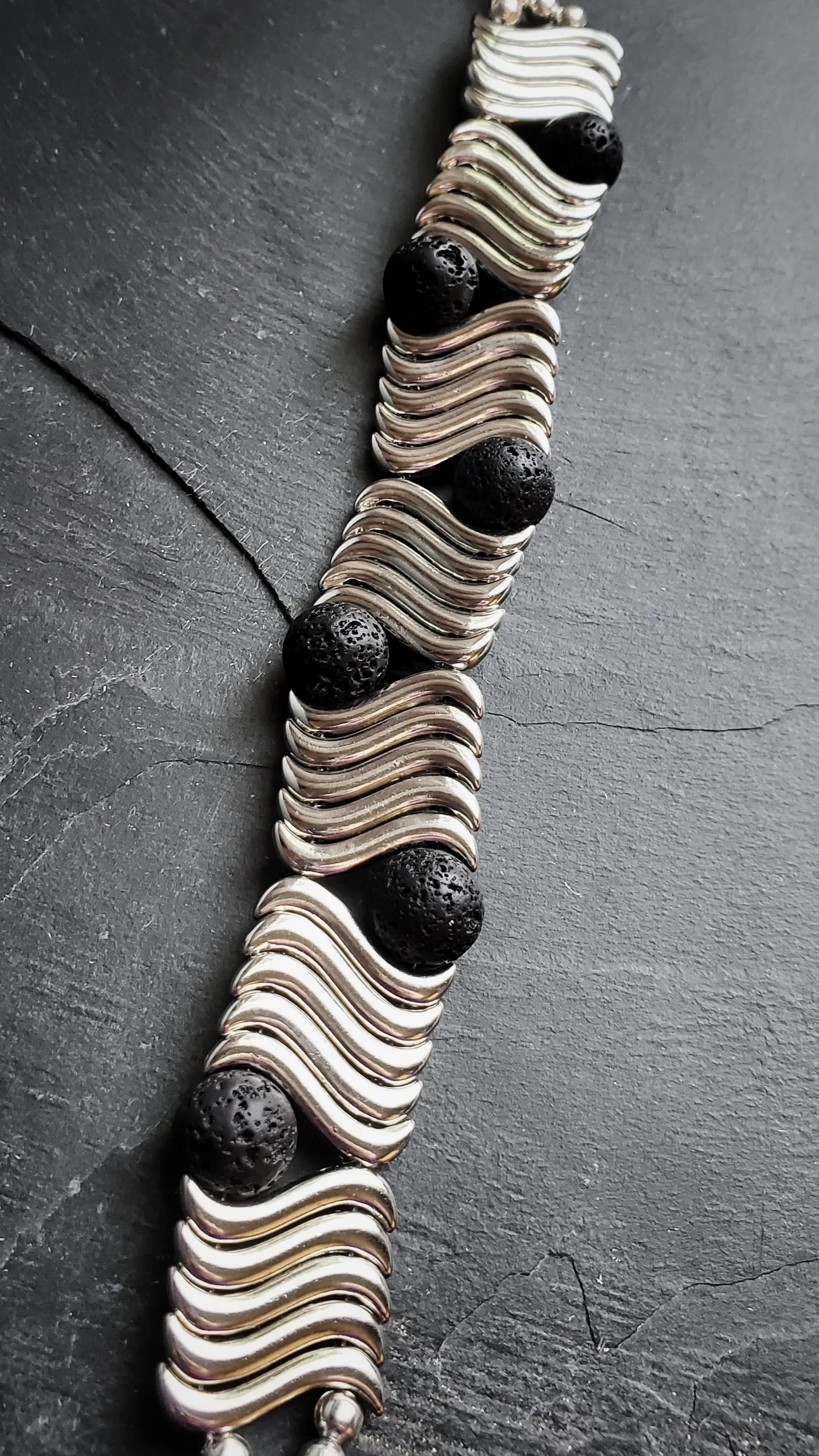 Swirling Silver Wave Unisex Bracelet Festival Jewelry