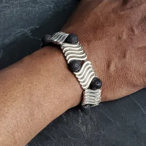 Swirling Silver Wave Unisex Bracelet Festival Jewelry