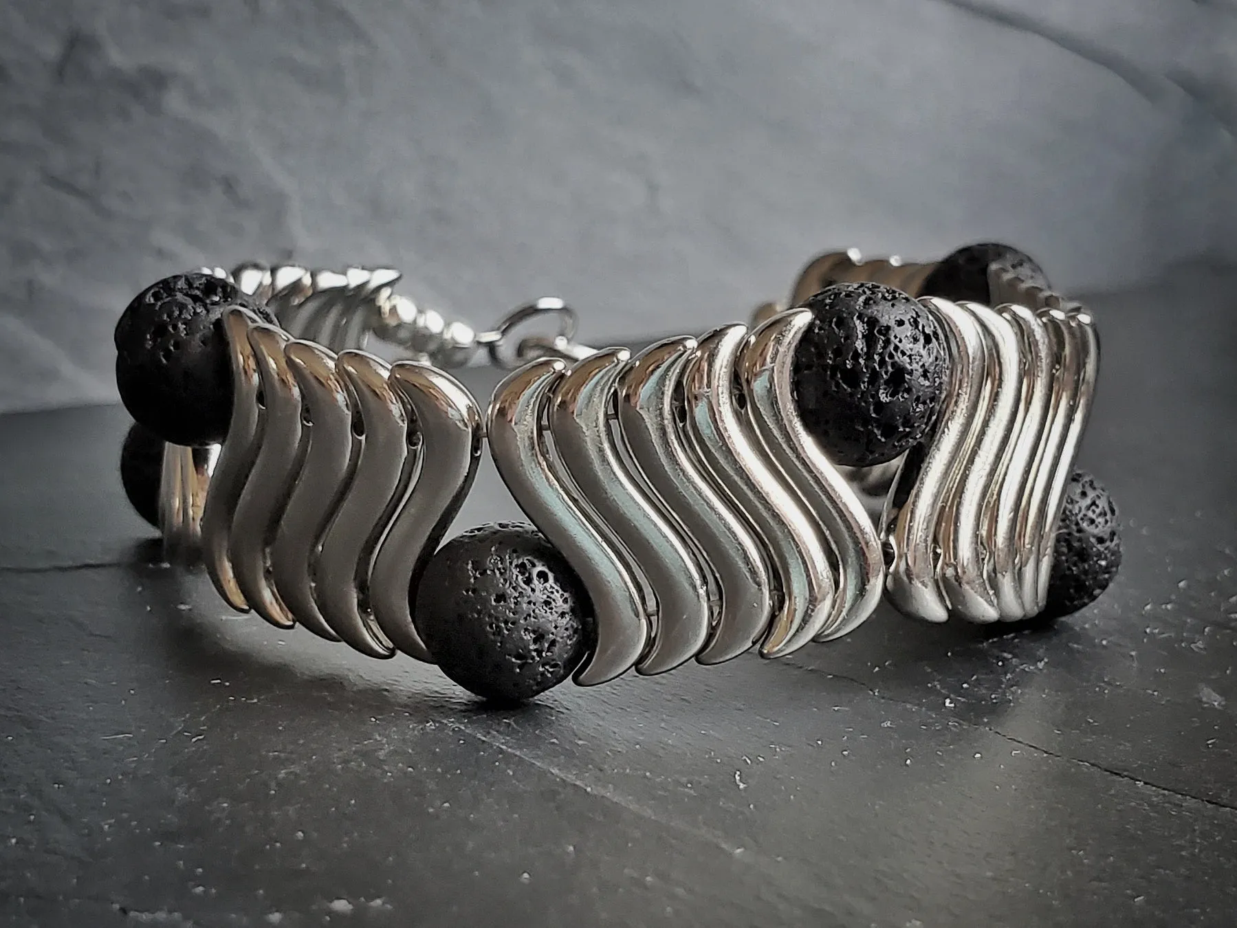 Swirling Silver Wave Unisex Bracelet Festival Jewelry