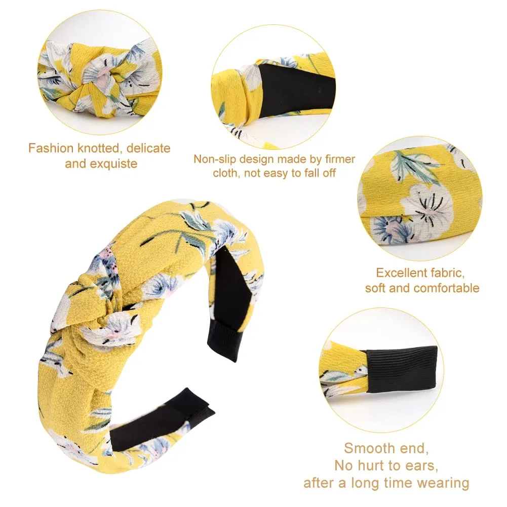 TOBATOBA 10 Piece Womens Headbands Set, Knotted & Twist Turban Wide Headbands, Summer Floral Bandana Hair Accessories