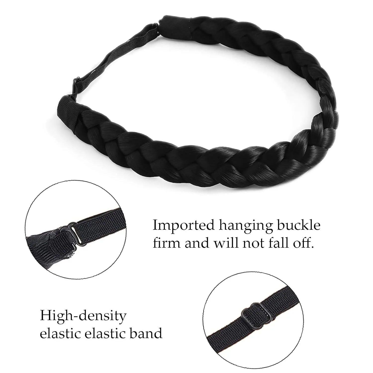 TOECWEGR Braid Headband 3 Strands Synthetic Braided Headbands Stretch Plaited Hairpiece Fashion Girl Costume Hair Accessories