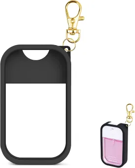 VANEST Silicone Case Compatible with Touchland Hand Sanitizer Spray, Protective Case with Keychain for Power Mist and Glow Mist 1 fl oz, Hand Sanitizer Spray Accessory (Black, 1 Pack)