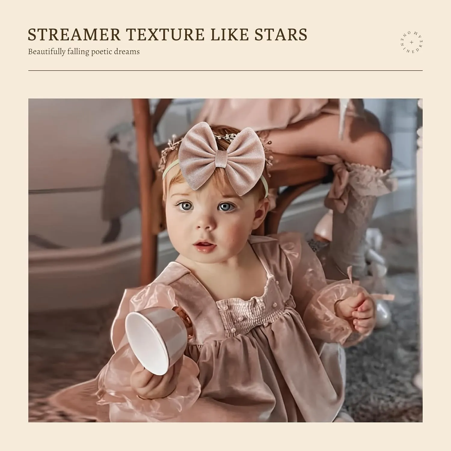 Velvet Baby Bows Headbands Solid Elastic Baby Girl Hair Bows Handmade Newborn Hair Band Bows Infant Toddlers Kids Hair Accessories 3 Pcs Beige Khaki Black