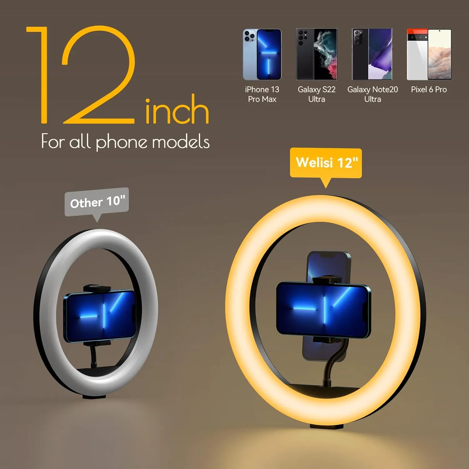 Weilisi 12" Selfie Ring Light with 63" Tripod Stand, Dimmable LED Ring Light with Phone Holder and Wireless Remote, [2-in-1] RGB & Selfie Stick for Photography/Makeup/Live Stream/YouTube