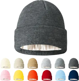 Winter Beanie Warm Knit Cuffed Silk Lining Hats Warm Beanies for Women Men