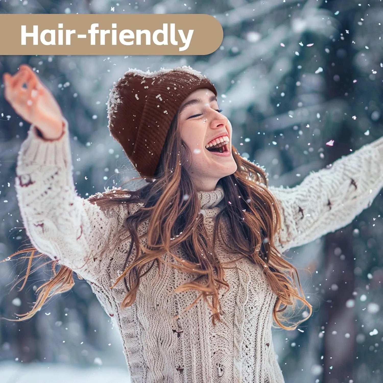 Winter Beanie Warm Knit Cuffed Silk Lining Hats Warm Beanies for Women Men