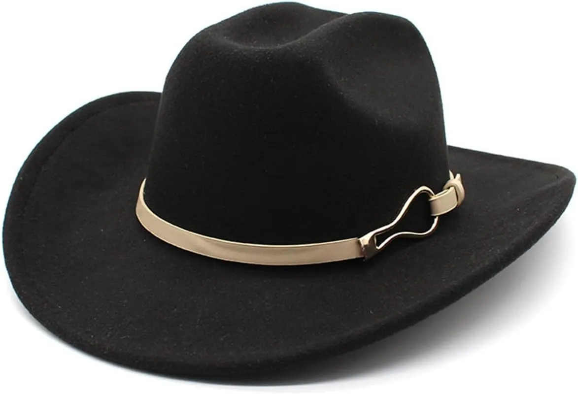 Women Felt Cowgirl Hat Tweed Wide Brim Western Panama Jazz Hat for Wedding Rave Party Travel Accessories Multicolor