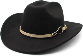 Women Felt Cowgirl Hat Tweed Wide Brim Western Panama Jazz Hat for Wedding Rave Party Travel Accessories Multicolor