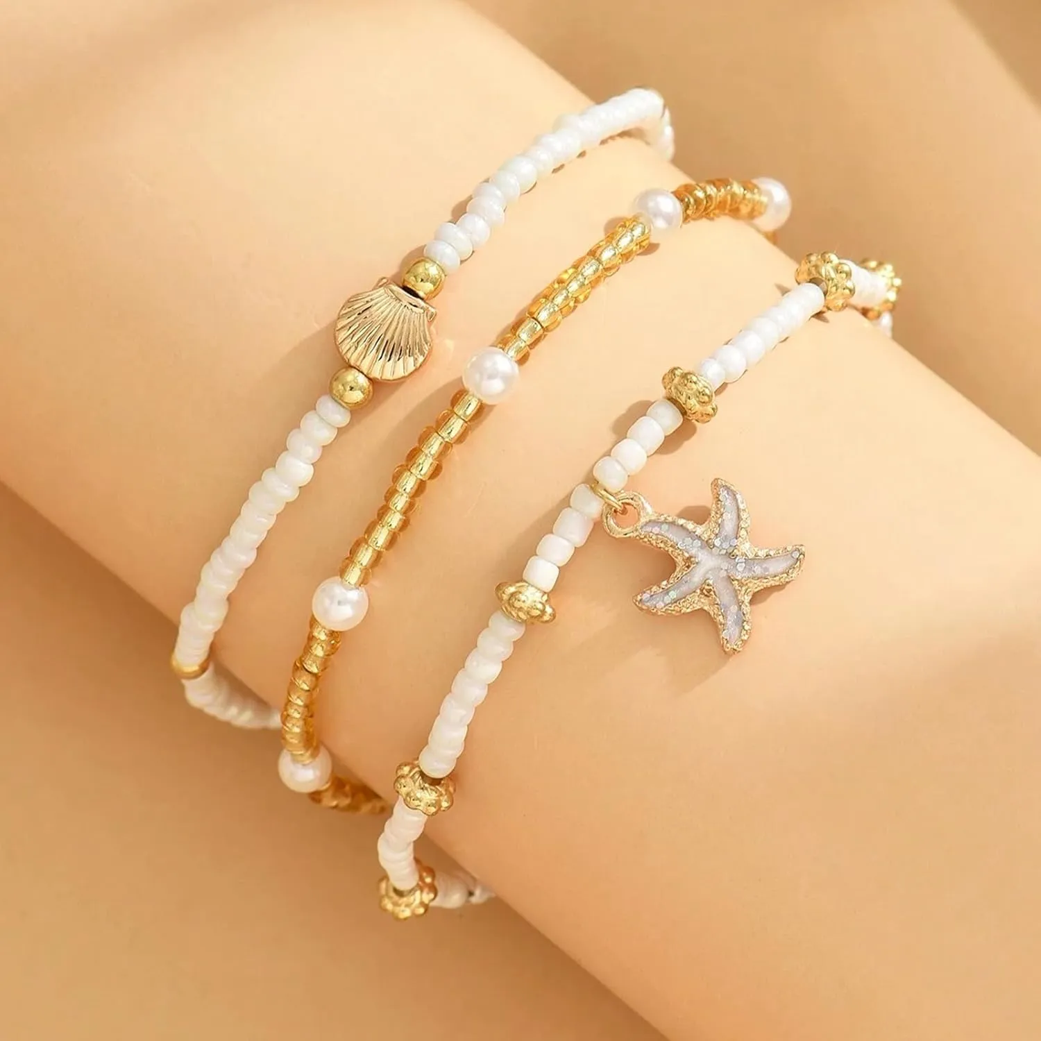 YANCHUN Anklets for Women Waterproof Sea Shell Starfish Ankle Bracelets Summer Beach Dresses for Women 2025 Vacation